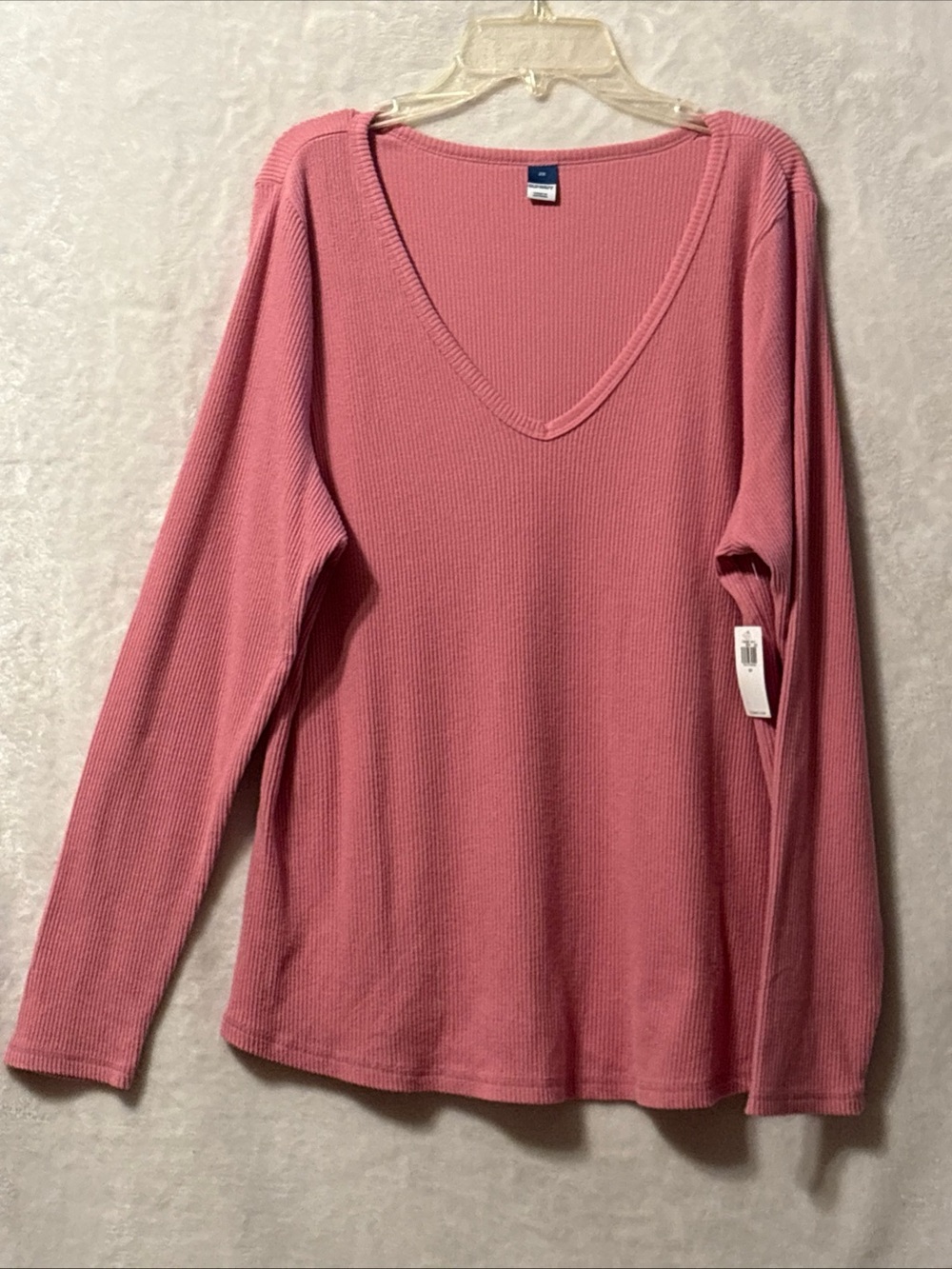 NWT Old Navy Dusty Rose Ribbed V-Neck Long Sleeve Top